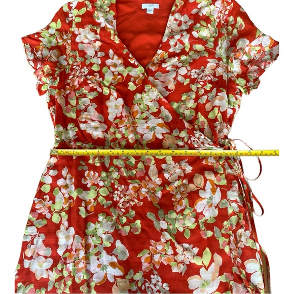 J.Jill Red Floral Wrap Mini Short Sleeve dress size S - Picture 9 of 16